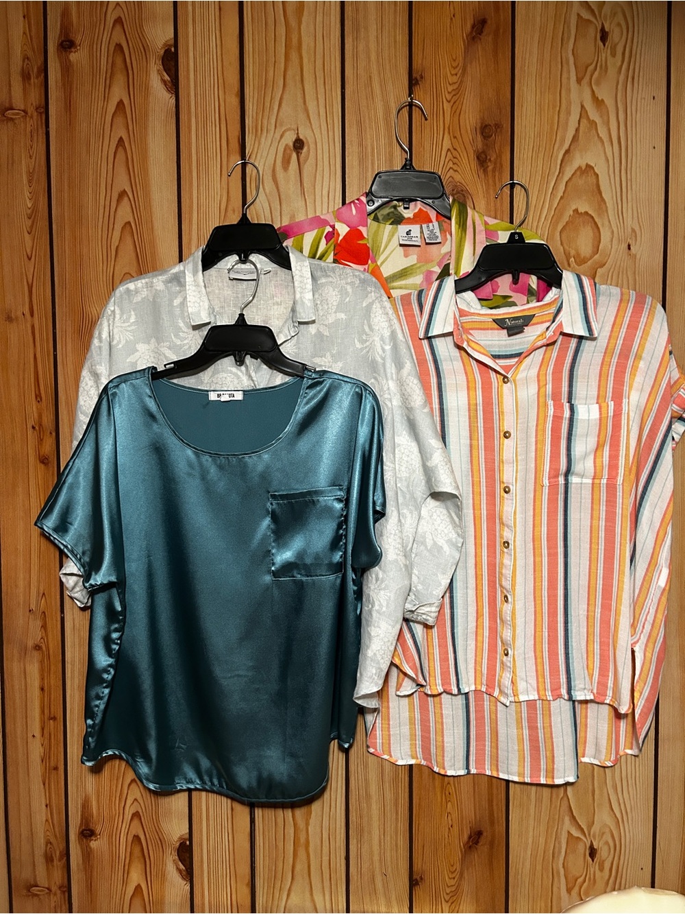 Lot Women’s Summer Tops Blouse Linen Viscose Silk Cotton Size L Set Of 4PC